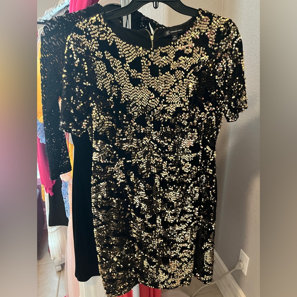 Black and Gold Sequin Dress